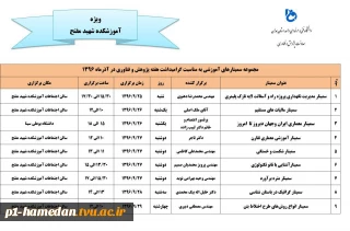 مجموعه سمینارهای آموزشی به مناسبت گرامیداشت هفته پژوهش و فناوری در آذرماه 1396