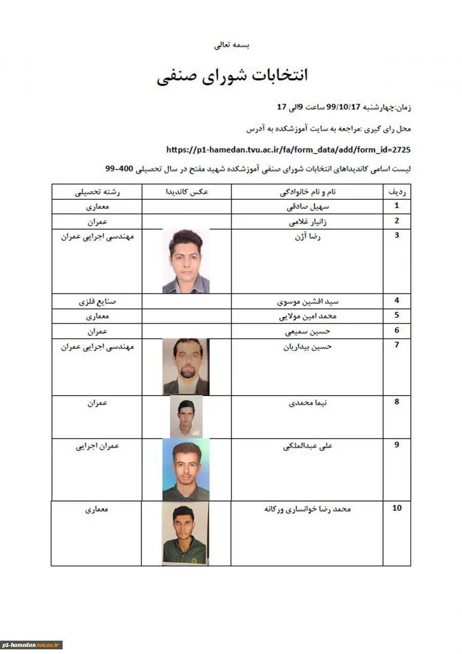 انتخابات شورای صنفی دانشکده مفتح برگزار خواهد شد. 2