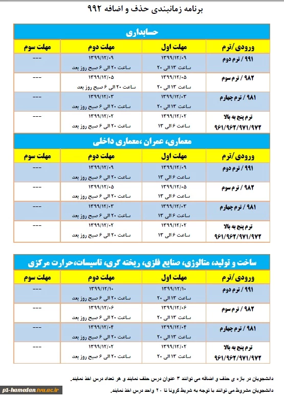 اطلاعیه حذف و اضافه 2